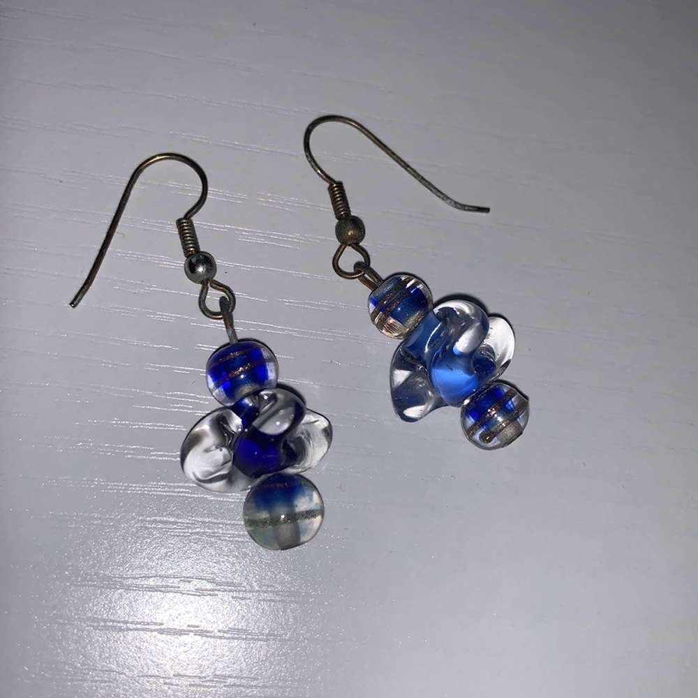 BLUE SEA-GLASS NECKLACE AND EARRINGS - Picture 5 of 8